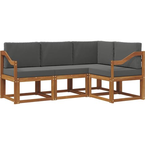 Set di divani da esterno con cuscino 4 pz Salotto da Giardino Naturale e Antracite (1/5)