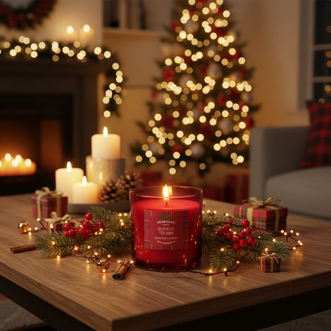 Candela profumata in vetro con coperchio decorato con fiocco -Verde (1/4)
