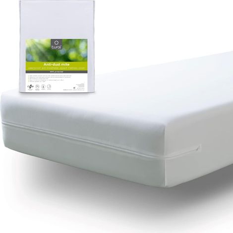 Housse de Matelas 60x120cm Anti-acariens Respirant Certifié Oeko-TEX Alèse Imperméable Blanc (1/5)