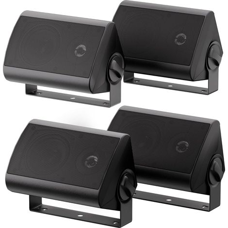 Etanche Enceintes d'extérieur 4 Pouces avec 400 Watts de Basses puissantes, Couverture sonore stéréo à Large Plage, durabilité par Tous Les Temps (2 Paires, Noir)