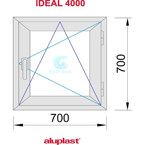 Eco-Blu – Fenêtre PVC 700x700mm blanche oscillo-battante – Double vitrage SGG CLIMALIT PLUS – Isolation thermique A+ – Kit d'installation inclus