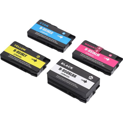Cartouches d'encre pour imprimante HP 950BK-951C/M/Y, cartouches d'encre 4 couleurs avec encre, compatibles avec les imprimantes Officejet Pro 251dw/276dw/8100/8600/8610/8620/8630/8640/8650/8660/8615/ (1/5)