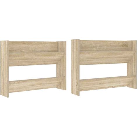 Armoire à chaussures murale meuble de rangement suspendu en aggloméré chêne sonoma lot de 2 (1/5)