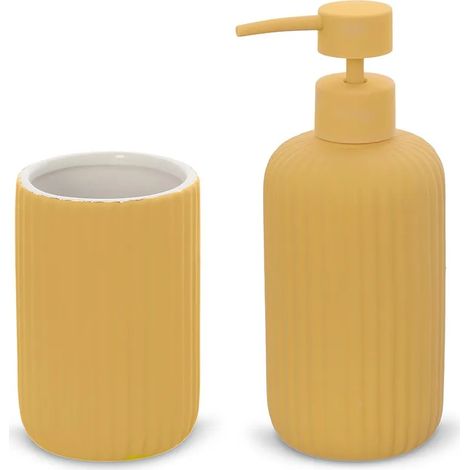 Set accessori bagno 2 pezzi in ceramica giallo soft touch Spring (1/5)