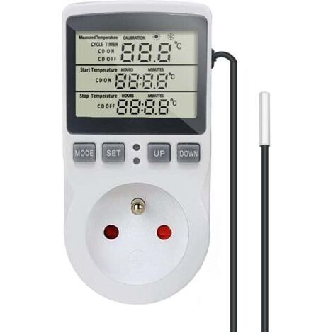 Thermostat Numérique Régulateur de Température Prise Prise 230V 16A avec Capteur Chauffage Réfrigérateur Thermostat Régulateur pour Serre Reptile Terrarium Maison