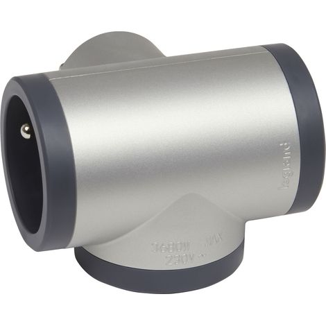 LEGRAND - Fiche triplite avec 3 prises latérales avec terre 16A 3680W - alu et gris foncé (1/5)