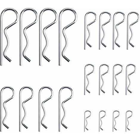 20 Stück R-Clips Sicherungsstifte, hochbelastbares, verzinktes Splint-Sortiment für Anhängerkupplungssysteme von Abschleppwagen, M1,2–M3,5 (1/5)