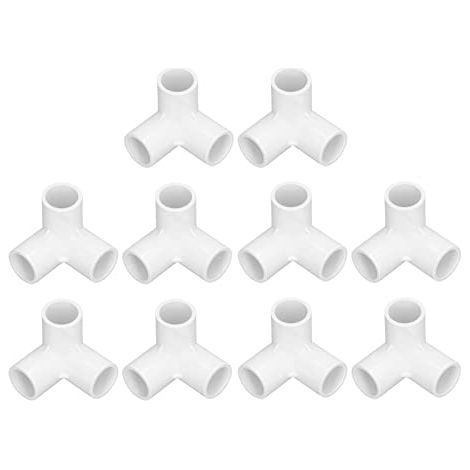 10pcs 3 Voies PVC Raccords de Tuyauterie Coude Coins 0.8in Plastique 90 Degrés Coin Raccord té Connecteur 20mm Diamètre Intérieur (Blanc) - (1/5)