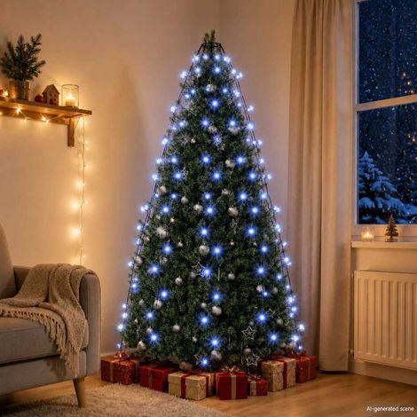 vidaXL Red de luces de árbol de Navidad 180 LEDs azul 180 cm (1/5)