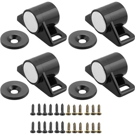 4 Pièces aimant porte placard, 3.6 CM aimant de porte Magnétique Fermeture de Porte Peatique, Loquet de Porte Magnétique Aimant Meuble Fermeture pour Tiroir, Meuble, Armoire, Cabinet, Noir (1/5)