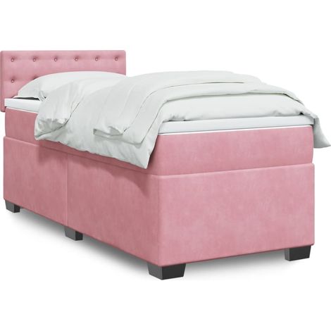 Boxspringbett mit Matratze Rosa 90x190 cm Samt