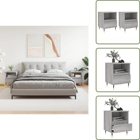 Nachttische 2 Stk. Grau Sonoma 40x35x50 cm Holzwerkstoff - Nachttisch - Kommode - Wohnzimmermöbel - Schlafzimmerschreibtisch - Grau Sonoma