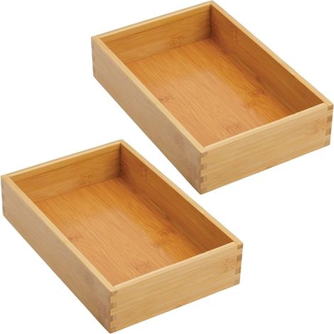 (2er-Set) 1 Stück Bambus-Schubladenaufbewahrung für die Küche – modularer Besteck-Organizer für Besteck, Geschirr usw. – Aufbewahrungsbehälter – hellbraun