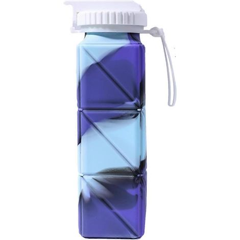 Gobelet isotherme pliable carré en silicone, 620 ml, idéal pour les sports de plein air. (1/4)