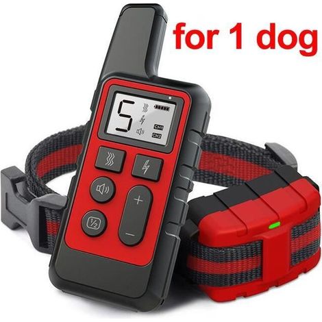 Collier d'entraînement pour chiens - Red - 500M - Choc électrique - Anti-aboiement - Pour chien adulte (1/4)