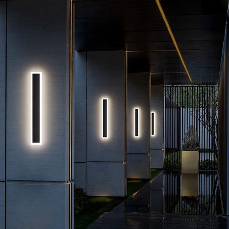 Wandleuchte für den Innen- und Außenbereich, Schutzart IP54, Schwarz, 60 cm/20 W, LED-Wandleuchte aus Metall und Acryl, für Wohnzimmer, Schlafzimmer, Treppenhaus, Terrasse, neutralweiß (4500 K). (1/5)