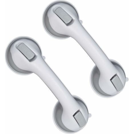 Saugnapfgriff, 2er-Pack, Haltegriff für Dusche & Badewanne, 25 kg, für Senioren, Wandmontage, in Weiß/Grau (1/4)