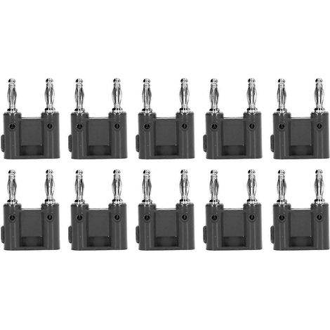 Lot de 10 fiches bananes doubles à 2 voies, en laiton, avec prise banane double en PE pour appareils électroniques et automobiles, noires.