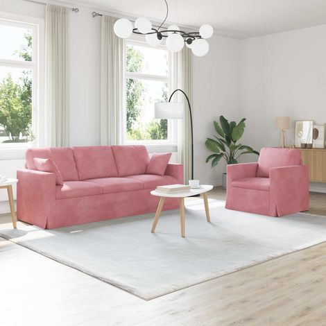 Juego de Sofá 2 pcs Rosa 198 x 78 x 80 cm Terciopelo