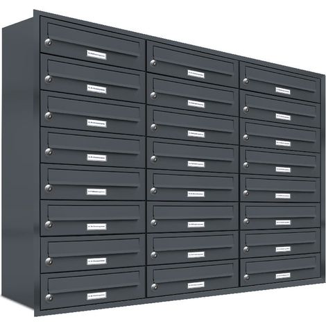 24er Briefkasten Anlage Unterputz Montage RAL 7016 Anthrazit (1/5)