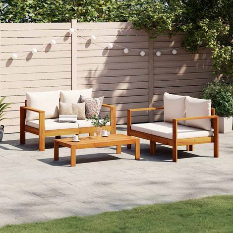 vidaXL Set de sofás de jardín con cojines 3 pzas madera maciza acacia (1/5)