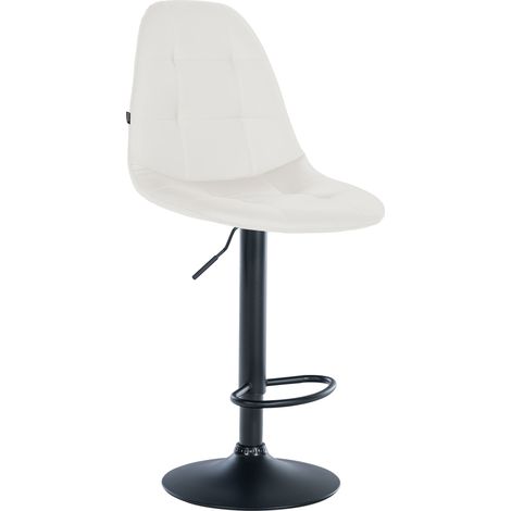 Sgabello da bar x1 con poggiapiedi sedile girevole ad altezza regolabile in PVC bianco struttura in metallo nero 100004819