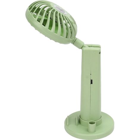 Tragbarer Handventilator, Mini-USB-wiederaufladbarer 3-Gang-Ventilator mit Kosmetikspiegel und Handyhalterung, ideal fürs Büro (grün). (1/4)