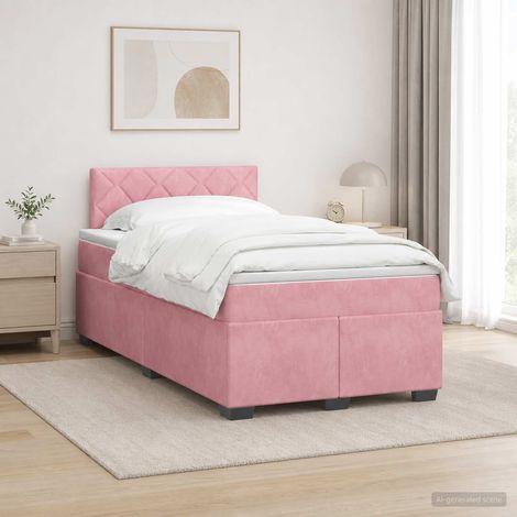 vidaXL Cama con Base Tapizada, Colchón y Luz LED Rosa 120 x 200 cm (1/5)