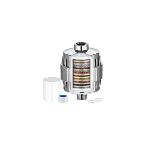 1 paquete de 20 filtros de ducha universales premium + 1 cartucho de filtro - Purificador de agua dura - Elimina metales pesados y otros depósitos - Crezuo