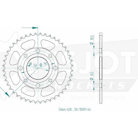 Couronne Acier TT Honda - 428 - 44 Dents - Similaire JTR269