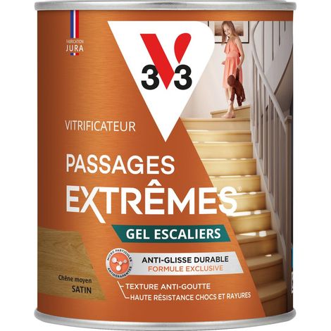 Vitrificateur Gel escaliers V33 Chêne moyen Satin 0,75L