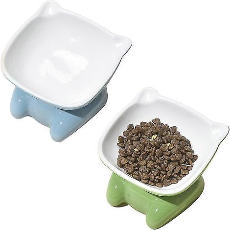 2 gamelles en céramique pour chat, gamelles inclinées pour nourriture et eau, gamelle anti-vomissements (1/5)
