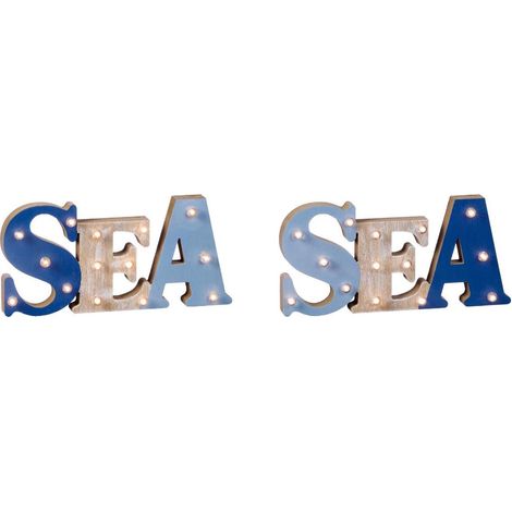 Decorazione casa in legno mdf sea con 14 led 39 x 4 x 18,5 cm 2 Colori