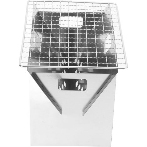 Zusammenklappbarer Holzkohlegrill, kleiner tragbarer, abnehmbarer Edelstahlgrill für Outdoor-Camping (1/4)