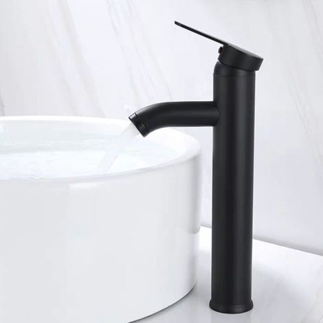 Matt Black Hand Wash Basin Tap - Hot/Cold Water Mixer for Bathroom