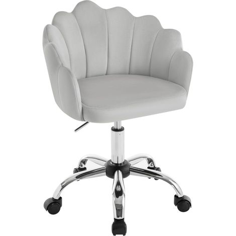 WOLTU Sedia Poltroncina per Ufficio in Velluto Imbottita Altezza Regolabile Girevole, Grigio Chiaro
