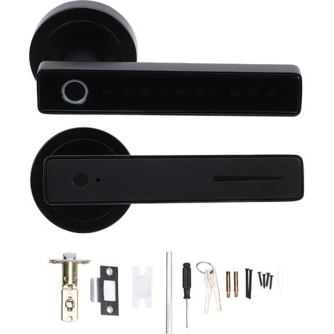 Poignée de porte à empreinte digitale sans marque Modèle intelligent Clavier numérique Serrure connectée Tuya Alliage de zinc 50 empreintes (1/5)