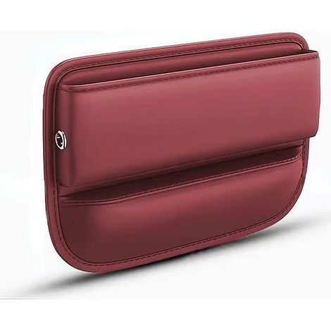 (Rouge A) Sac de rangement multifonction en cuir PU pour l'espace entre les sièges, avec porte-gobelet et porte-téléphone intégré. Boîte de rangement pour l'intérieur de la voiture, idéale pour comble (1/5)