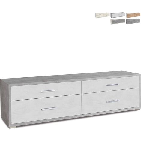 Mobile madia 4 cassetti h50 l179 p47 cm struttura cemento frontali bianco ossido db805k sarmog - Sarmog (1/5)