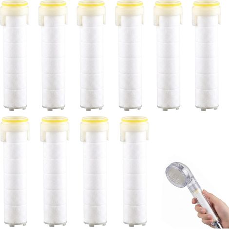 10 Pcs Filtre Pommeau de Douche, Filtre Douche Anti Calcaire en Coton PP, Cartouche Filtrante de Rechange pour Douchette Filtrante, Longueur 99.6mm, Purificateur d'Eau pour Salle de Bain (1/5)