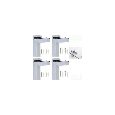 Lot de 4 Supports d'Étagère en Verre Clips en Alliage de Zinc Massif, Réglables pour Verre de 3 à 28 mm d'Épaisseur (1/5)