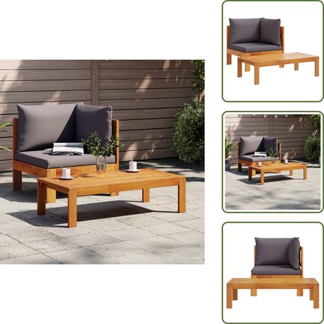 Mobili da esterno - vidaXL Set Divani da Giardino 2pz con Cuscini Legno Massello di Acacia - Divano in legno