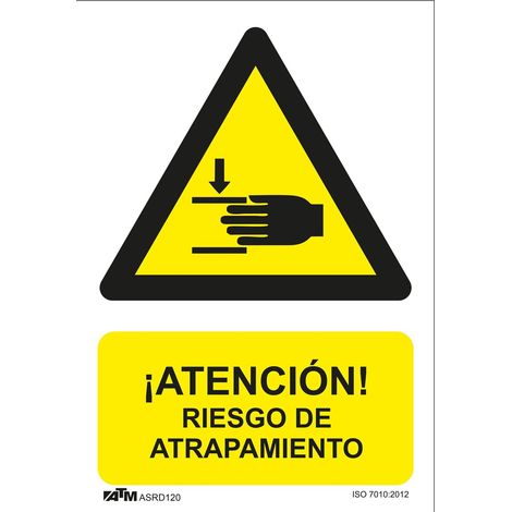 Panneau de danger pour distributeur automatique de billets avec risque de coincement en PVC, mesurant 30 x 20 cm.
