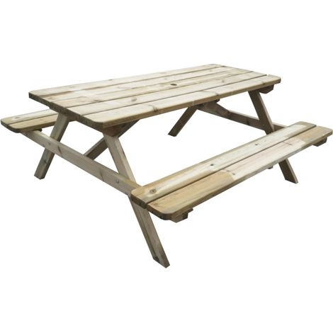 set da giardino in legno con tavolo da picnic 179x150x70 cm.
