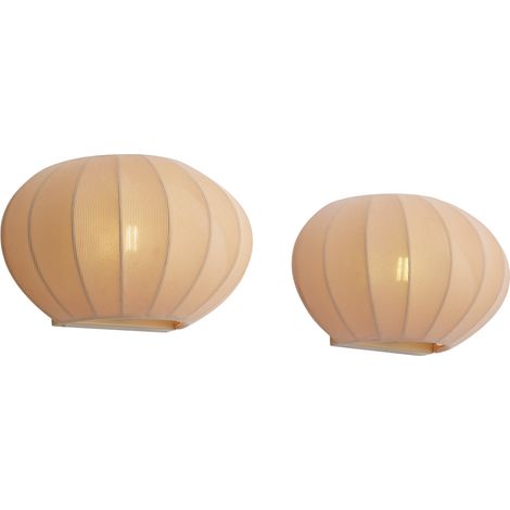 QAZQA Set van 2 wandlampen beige met stoffen kap - Bida (1/5)
