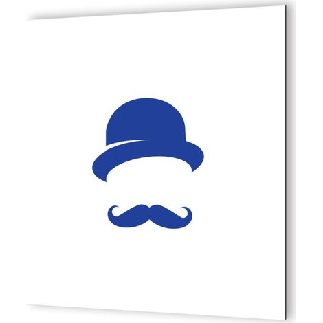 Pictogramme WC Hommes - Panneau Dibond Aluminium - Bleu Rétro Vintage - 20x20 cm, 3 mm épaisseur (1/5)