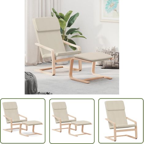 Chaise de relaxation Chaise de salon avec repose-pied Crème Tissu 54046 (1/5)