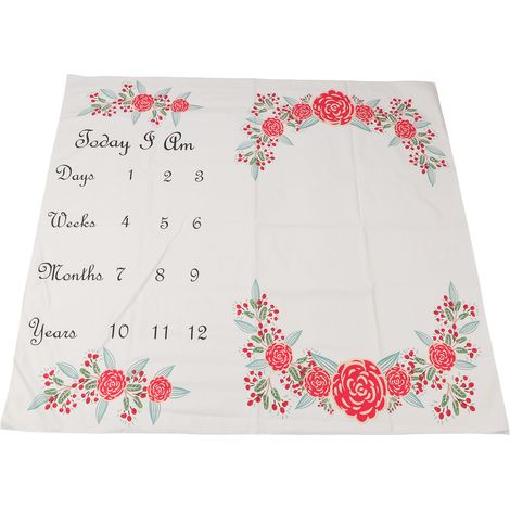 Lot de 2 Couvertures Mois Bébé Garçon Fille Motif Bouquet, Toile Fond Photo Croissance Nouveau-né, Durable Douce et Résistante aux Couleurs (1/5)