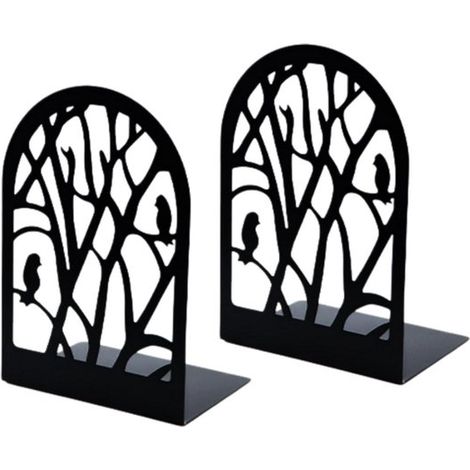 Set di 2 fermalibri decorativi in ferro a forma di L. Fermalibri in metallo traforato. Antiscivolo e antiruggine, ideali per casa, ufficio e altro ancora. (1/5)