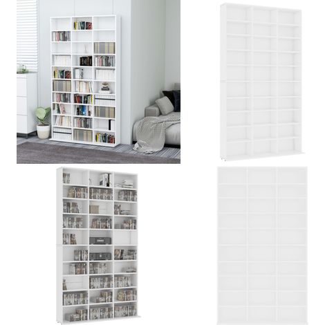 Armoire à CD Blanc 102x16x177,5 cm Bois d'ingénierie - Meuble TV - Bibliothèque - Rangement Cd - Meuble Audio - Étagère Ouverte - Home & Living (1/5)